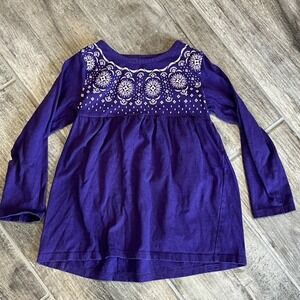 Kids Korner Purple Long Sleeve Tunic‎ Floral Accents Shirt Girls Size M (5/6)